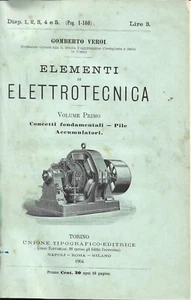 Veroi - Elementi di Elettrotecnica - I Edz. 1904 Volume I UTE Torino - Imagen 1 de 2