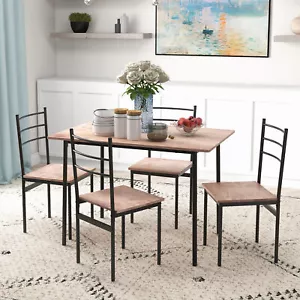 Dining Table Set for 4 for Small Spaces with Round Corners & Floor Protection - Picture 1 of 11