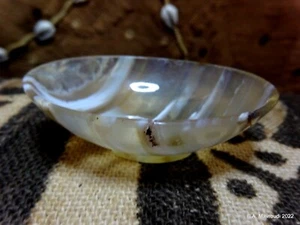 Chinese Banded Agate Dish Ovoid Dish Bowl Natural Inclusions # - Picture 1 of 10