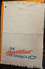 CHEVROLET THE HEARTBEAT OF AMERICA GOLFBAG TOWEL WHITE - BLUE - RED 24 X 16 EUC