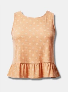 Torrid Struktur Strick hochgeschlossen Rüschen Crop Top Pfirsich Blüte Gr. 3, 3X (22-24) - Bild 1 von 4
