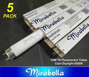 5 x 15W T8 Fluorescent Tubes Lamps 6500K Cool Daylight 450mm Mirabella - Picture 1 of 1