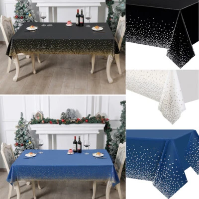 Large-Rectangle Plastic Table Cover Cloth Disposable Wipe Clean Party Tablecloth - Image 1 of 4