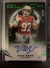 Nick Bosa 2023 Panini Black Midnight Signatures /25 Emerald On Card