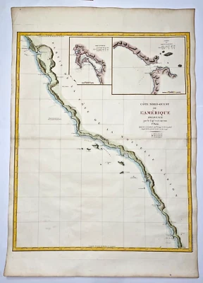 MAPA ANTIGUO MUY GRANDE CALIFORNIA SAN FRANCISCO SAN DIEGO 1799 GEORGE VANCOUVER Foto 1 de 4