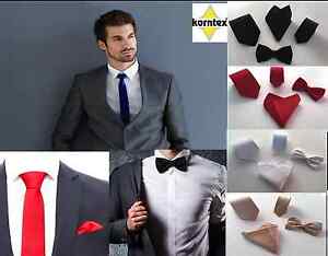 Korntex Krawatte schmal klassisch Fliege Einstecktuch Set Krawattenset Business