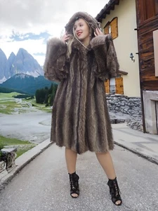 Kanadischer Waschbär Pelzmantel Mäntel mit abnehmbarer Kapuze M/L schneller Versand - Bild 1 von 24