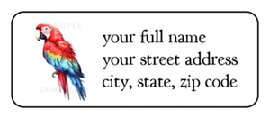 30 Macaw Parrot personalized return address labels stickers tags - Picture 1 of 2