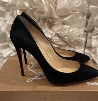 Zapatos de salón Christian Louboutin Pigalle Follies 100 mm gamuza negra 38,5 Foto 1 de 4