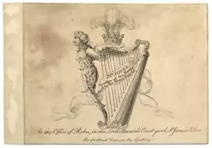 Bookplates / Original Engraved British Bookplate of Harp Teacher “Mr Jones” - Picture 1 of 2