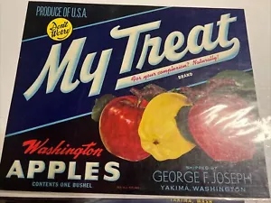 7 Original Vintage Crate Label Strip Size Snoboy Inc Yakima Washington Apples - Picture 1 of 7