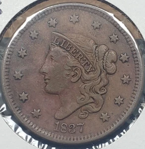 1837 Head of 1838 Large Cent Coin Extremely Fine - Picture 1 of 2