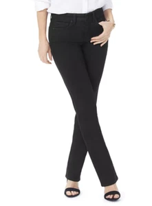 NWT NYDJ Women's Cotton Blend Marilyn Straight Leg Black Jean Size 2 A-10 - Picture 1 of 12