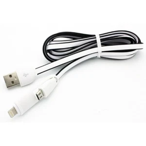 USB Cable 2-in-1 Charger Power Cord Braided Wire Sync Black for Cell Phones - Picture 1 of 6