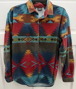 VTG 90s Woolrich Men's Aztec Navajo Southwestern Flannel Made in USA - Size M - Picture 1 of 4