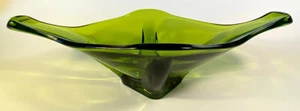 Mid Century Viking Art Glass Epic Line Green Console Bowl Oblong Dish GORGEOUS! - Picture 1 of 12