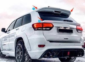 ABS Rear Gloss White Mid+Roof Spoiler For 2013-2021 Jeep Grand Cherokee Set 2pcs - Picture 1 of 2