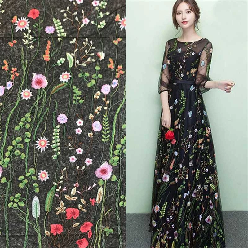 51" Embroidery Bridal Dress Fabric 0.5Y 8 Colours Lace Floral Corded Lace Fabric - image 1 of 4