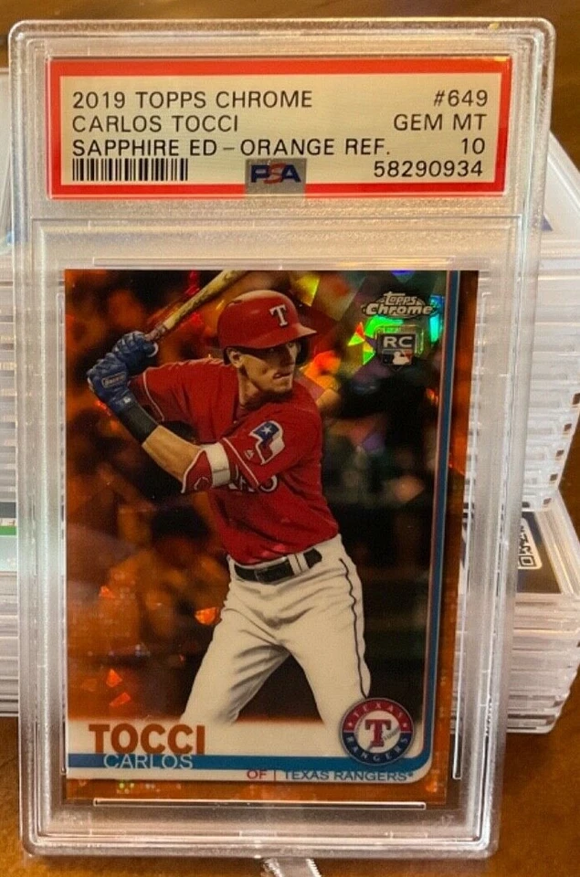 Carlos Tocci 2019 Topps Chrome rc Orange Refractor /25 PSA10 *Pop1*  b - Image 1 of 1