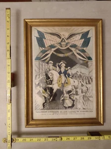 Lithograph Washingtons Reception By Ladies Currier Antique Framed NonProfit EDU - Picture 1 of 8