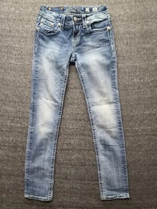 Miss Me Jeans Girls 12 (24x29) Skinny Fit Leather Stitch Angel Wings Cowgirlcore - Picture 1 of 13