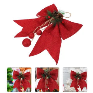 Brillo Navidad Moño Decorativo Navidad Arcos Grandes Campana Tintineo Árbol de Navidad Topper - Imagen 1 de 12