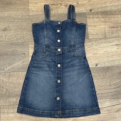 Gap Denim Overall Dress Kids Large Blue Jean Pocket Casual Skirtall Boho Western - Image 1 of 4