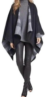 CHAQUETA PONCHO CAPA BURBERRY CHARCOAL NEGRO GRIS "CHARLOTTE" REVERSIBLE CUADROS Foto 1 de 4