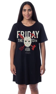 Friday The 13th Womens' Jason Mask Nightgown Sleep Pajama Dress - Image 1 of 4
