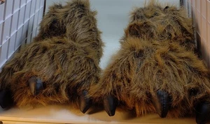 Nuevas pantuflas antiguas azul marino para niños XXL 5-6 marrón imitación piel patas de oso acolchadas - Imagen 1 de 6