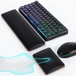 Juego de reposamuñecas para teclado y ratón - Almohadilla ergonómica de madera con p... - Imagen 1 de 7