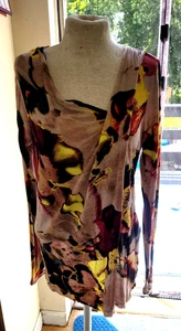 Simply Vera Vera Wang Rayon Art Design Long Sleeve Top Women's Size Small - Picture 1 of 9