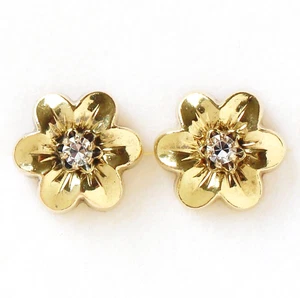 Ohrringe Ohrstecker 14 Karat 585 Gold Gelbgold Zirkone 2,08 g Blumen Blümchen - Picture 1 of 3