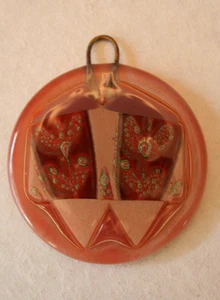 Vintage Higgins Fused Art Glas ANHÄNGER MCM Mod signiert 2,25" - Bild 1 von 5