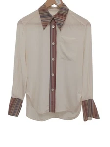 PAUL SMITH Ladies UK Size 6 Cream Detailed Cuffs & Collar Shirt Blouse Pre-Loved - Picture 1 of 11