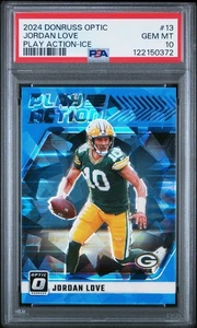 2024 Panini Donruss Optic Jordan Love Play Action Blue Ice Prizm /15 PSA 10 - Bild 1 von 2