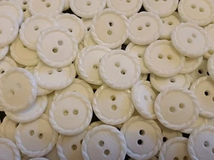 Job Lot 18mm x 200 White Rope Edge Polished 2 Hole Buttons +  Free Gift 141 gms - Picture 1 of 4