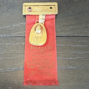 1940 Rolla, Missouri Fire Fighters Association Medal/Ribbon - Picture 1 of 6