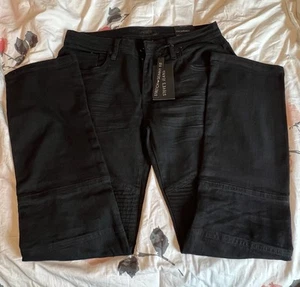 Steve's Jeans Stretch Skinny Fit Jeans 30 X 30 Alec Schwarz Mit Reißverschlüssen Neu mit Etikett - Bild 1 von 11