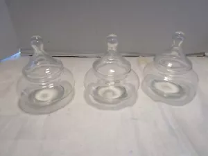 Set 3 bicchieri vintage ancoraggio vanità bagno barattoli palline cotone coperchio circo 5" - Foto 1 di 9