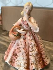 LEFTON FIGURINE 2571 Lady With Roses Dress Figurine Hand painted VTG