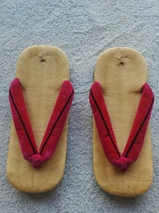 Vintage japanische Bambus Sandalen/Clogs mit Ledersohlen - Bild 1 von 8