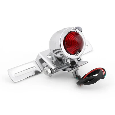 Motorcycle Brake Stop Rear Tail Light Taillight Indicator Signal Lamp Chrome E - Imagem 1 de 4