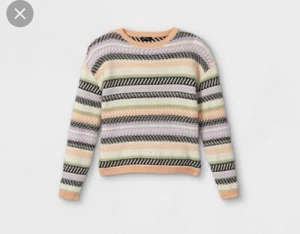 Girls Striped Crew Knit Sweater Art Class - Picture 1 of 2