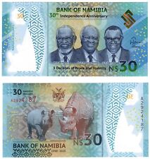 2020 Namibia Banknote P18 30$ UNC Rhino Polymer 30th Independence Anniversary