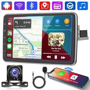 10.1'' Single 1Din Android 13 Rotatable Car Stereo Radio GPS WIFI BT Carplay+CAM - Picture 1 of 15