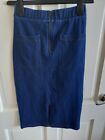 Topshop Blue Denim Stretchy Bodycon Pencil Skirt Size 8 1