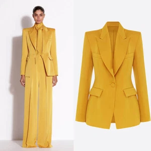 Women's Suits Peak Lapel Formal Business Office Casual Loose Pants 2 Pcs - Foto 1 di 11
