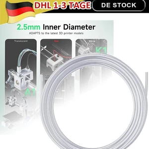 PTFE Tube ID 2,5mm x 4mm Filament Rura Wąż teflonowy P1P Seria X1 Drukarka 3D - Zdjęcie 1 z 8