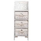 Mobili Rebecca Cabinet Chest of drawers 3 Wicker Baskets White Wood 78x29x22